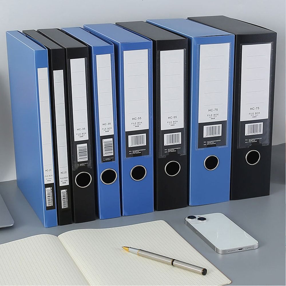 Binder Storage Box - Desktop Black Blue A4 File Folder