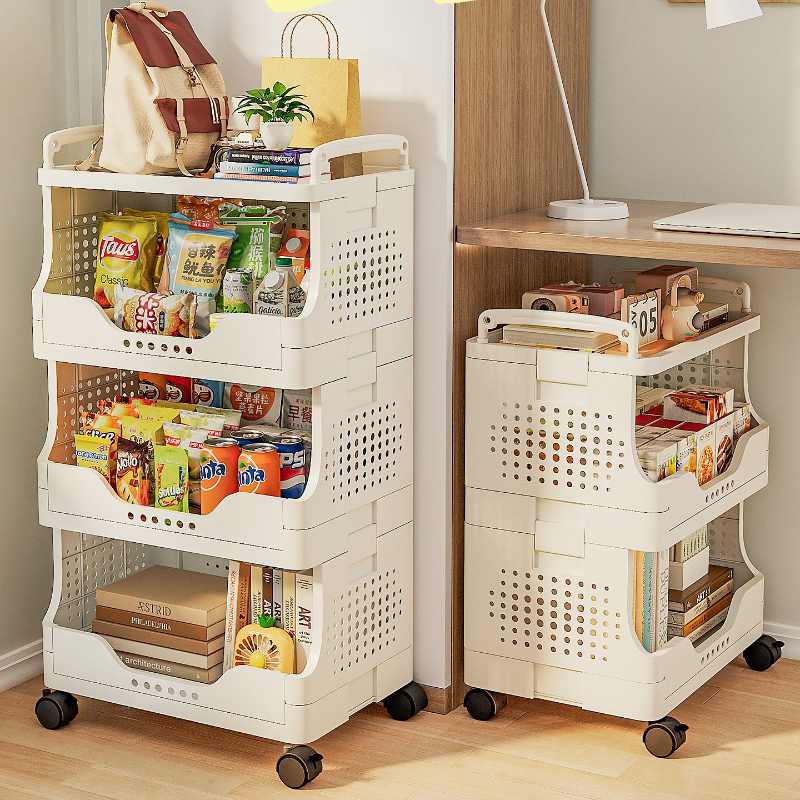 Book Cart Rolling - Simple Plastic Storage Shelf Under Desk