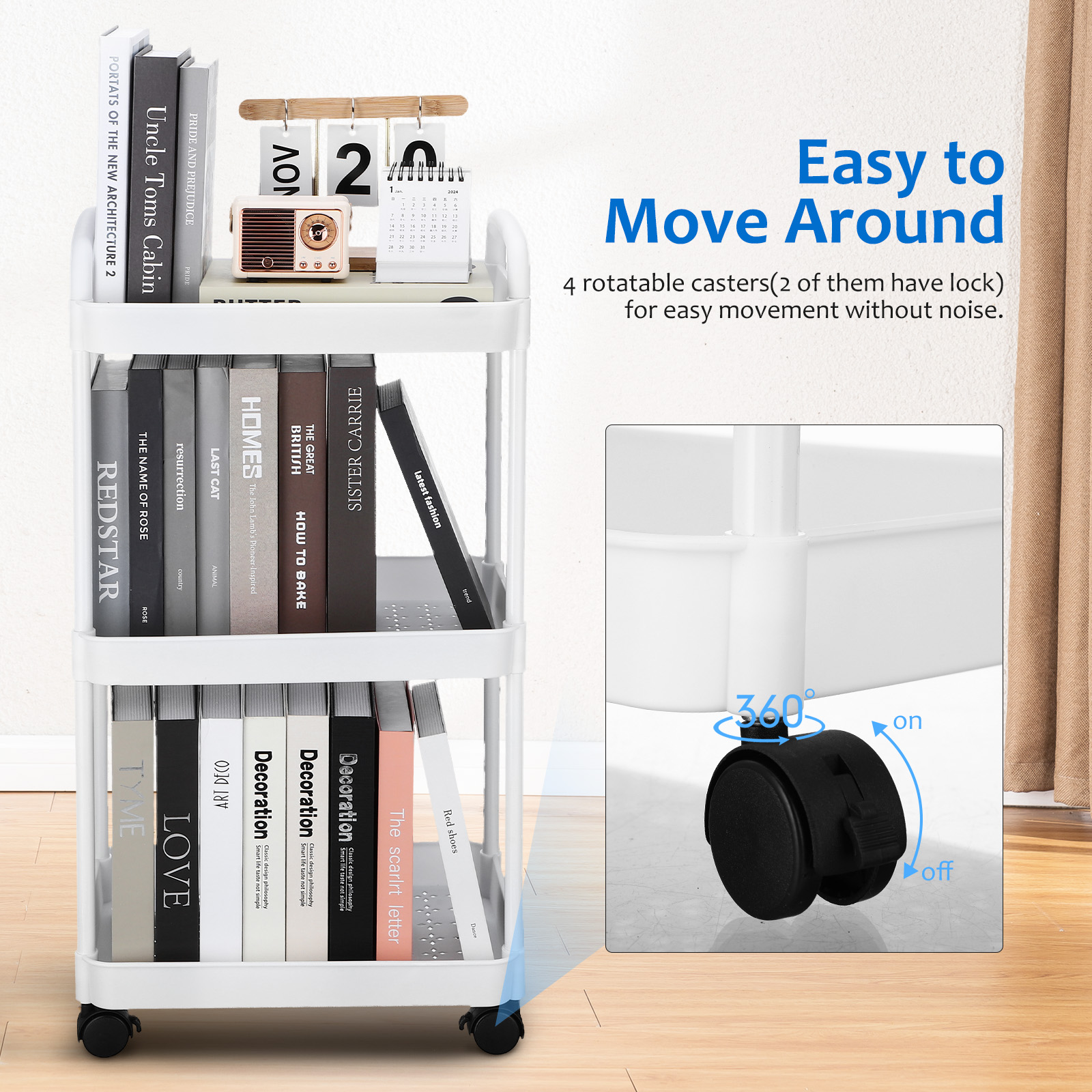3 Tier Rolling Cart Storage Tr - Book Cart Rolling reseña y precio