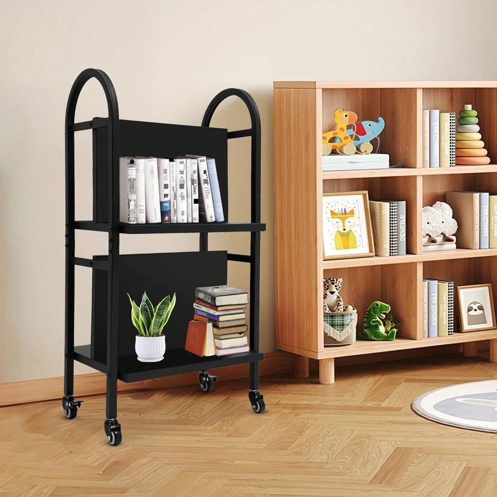 2Tier Rolling Book Cart With W - Book Cart Rolling reseña y precio