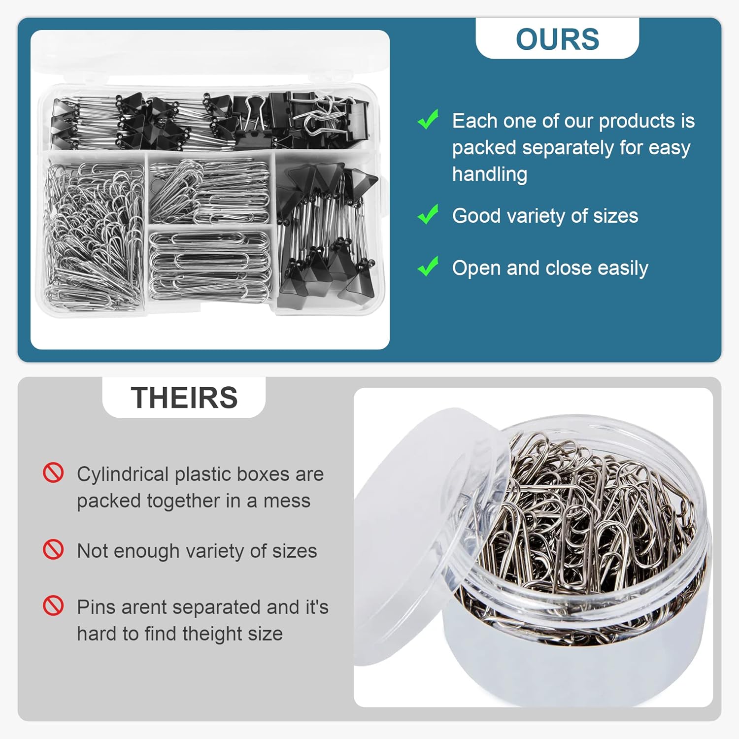 340pcs Binder Clips & Paper Cl - Binder Storage Box reseña y precio