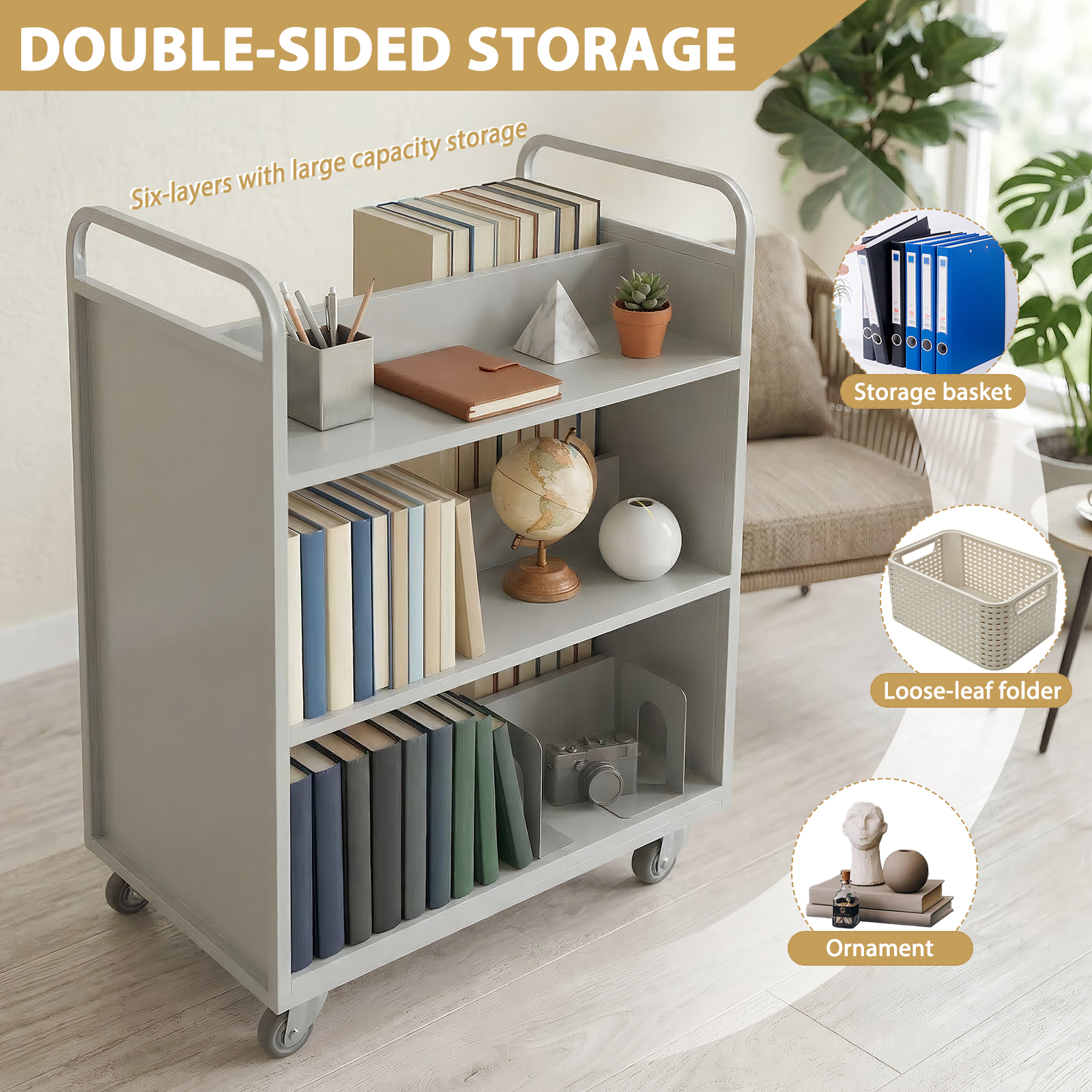 Rolling Book Cart Slanted Sing - Book Cart Rolling reseña y precio