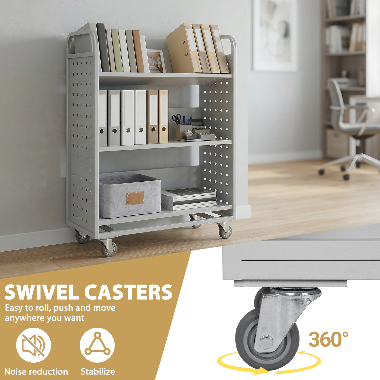 Library Book Cart Slanted Sing - Book Cart Rolling reseña y precio