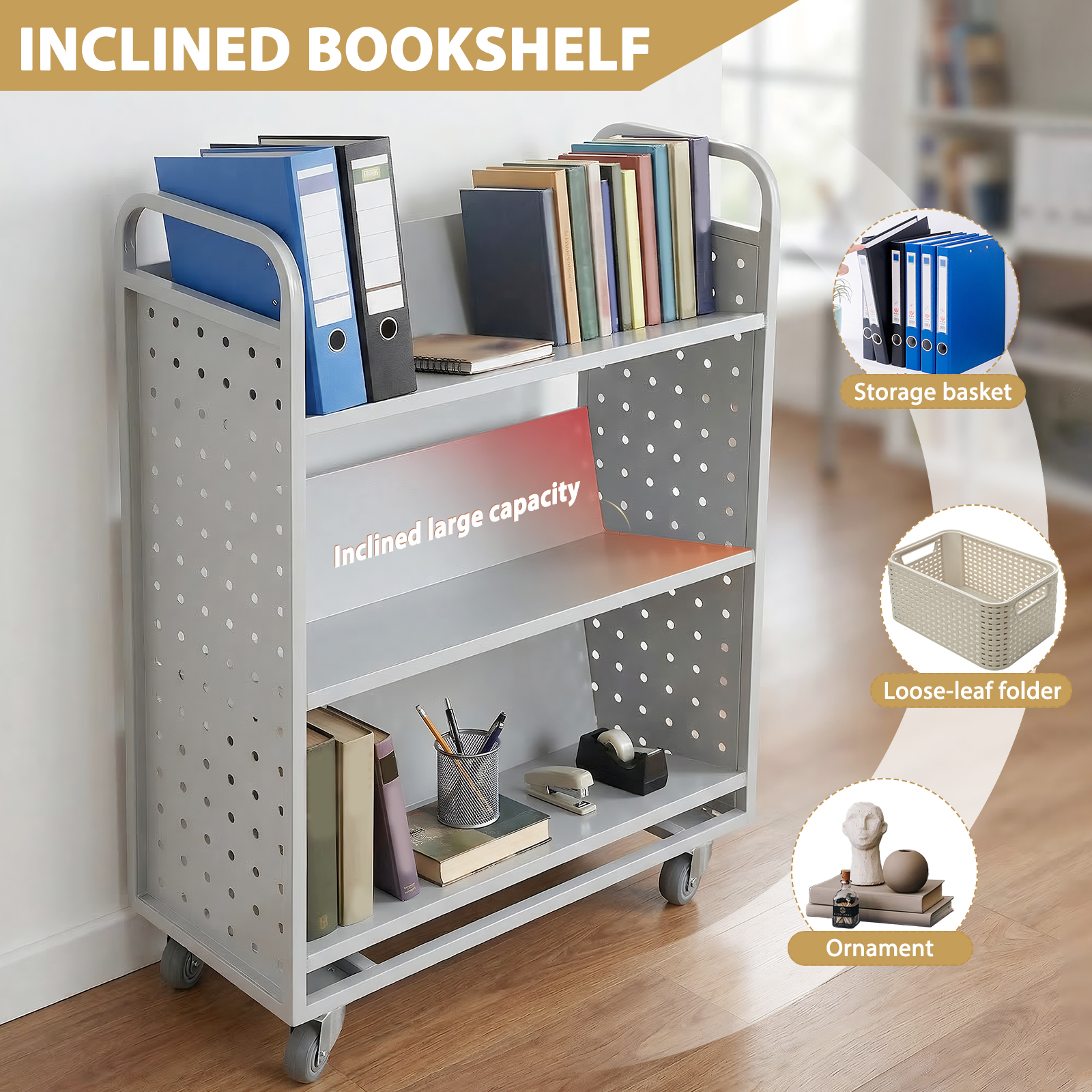 Library Book Cart Slanted Sing - Book Cart Rolling reseña y precio