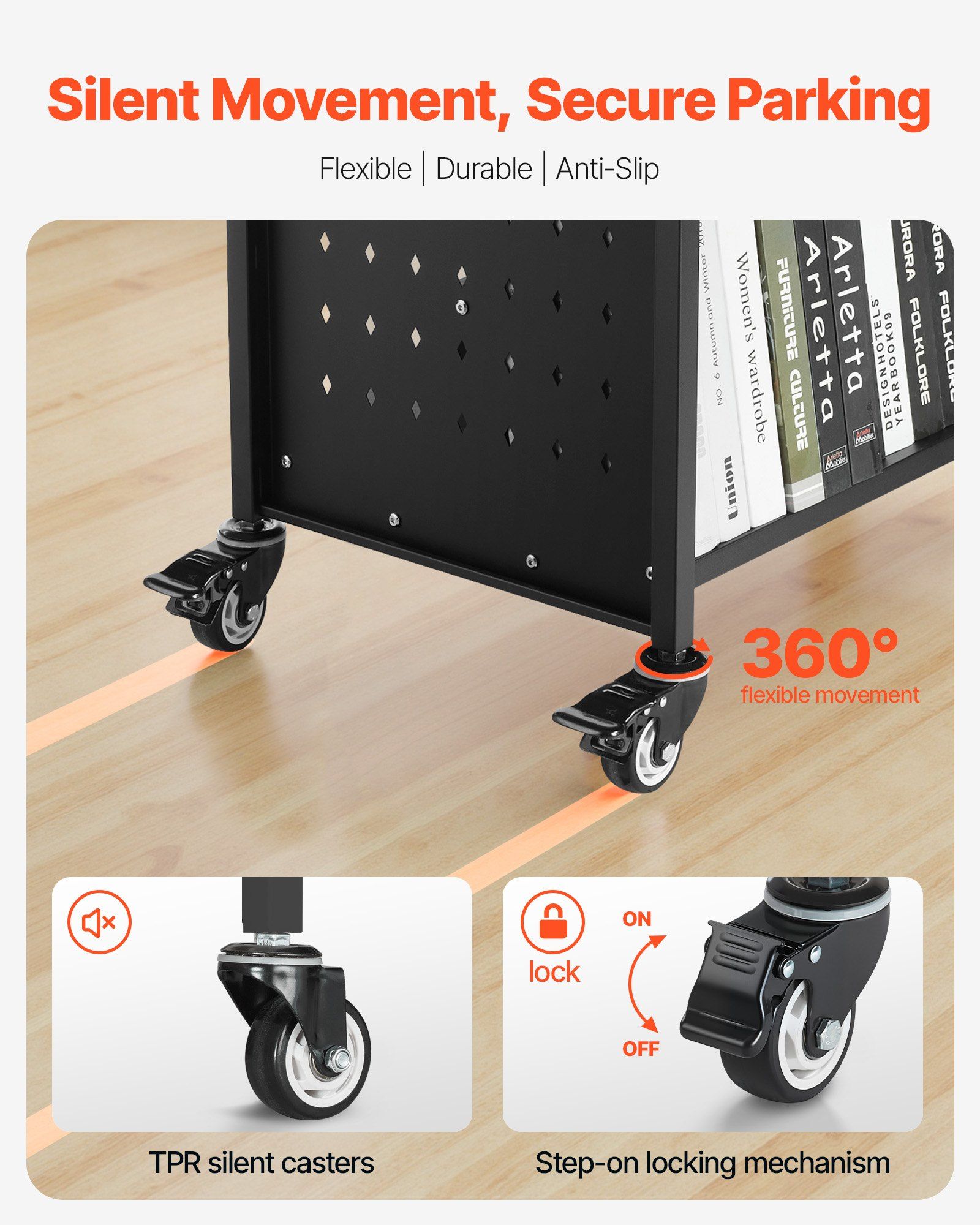 3x14.14in W-Shaped 330lb Capac - Book Cart Rolling reseña y precio