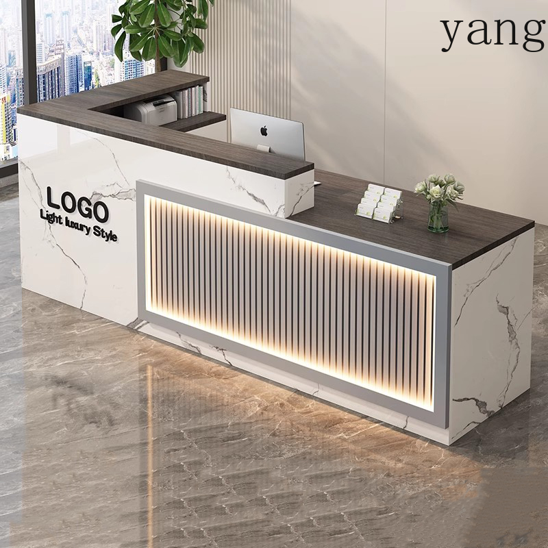 Luxury Simple Reception Desk L - Office Furniture Logo reseña y precio