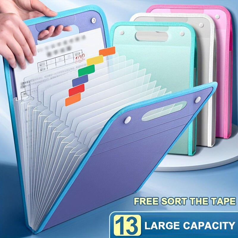 13 Pocket File Folders Portabl - Binder Storage Box reseña y precio