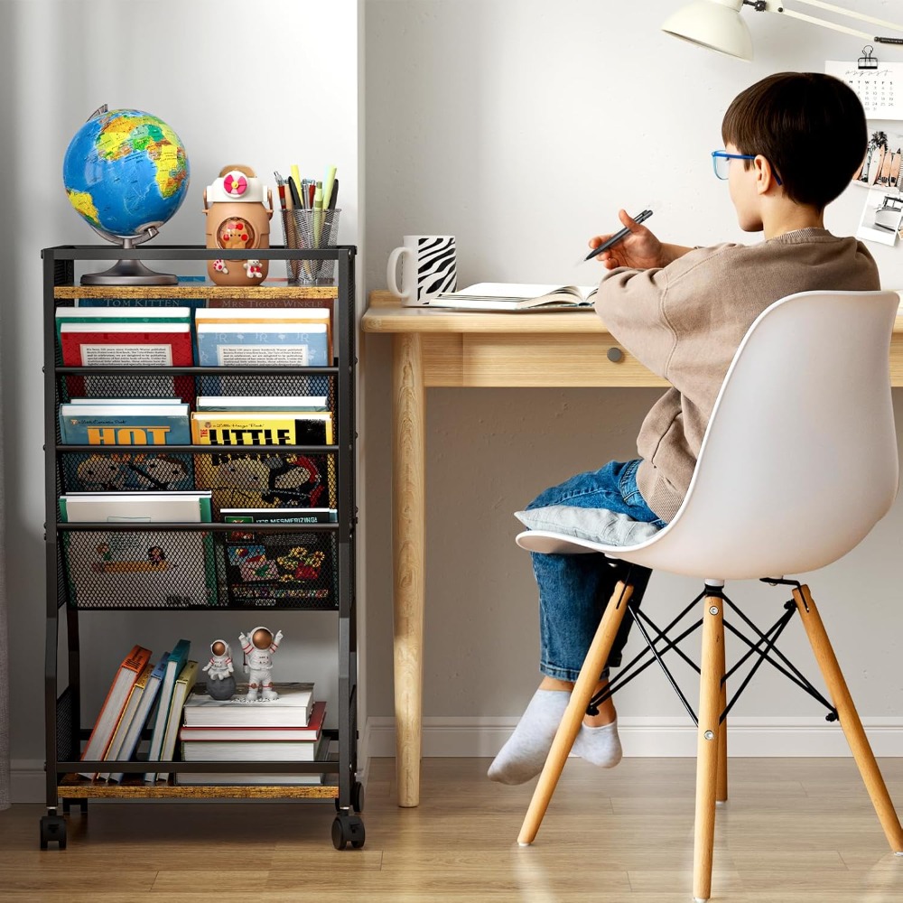 8-Tier Rolling Book Cart with  - Book Cart Rolling reseña y precio