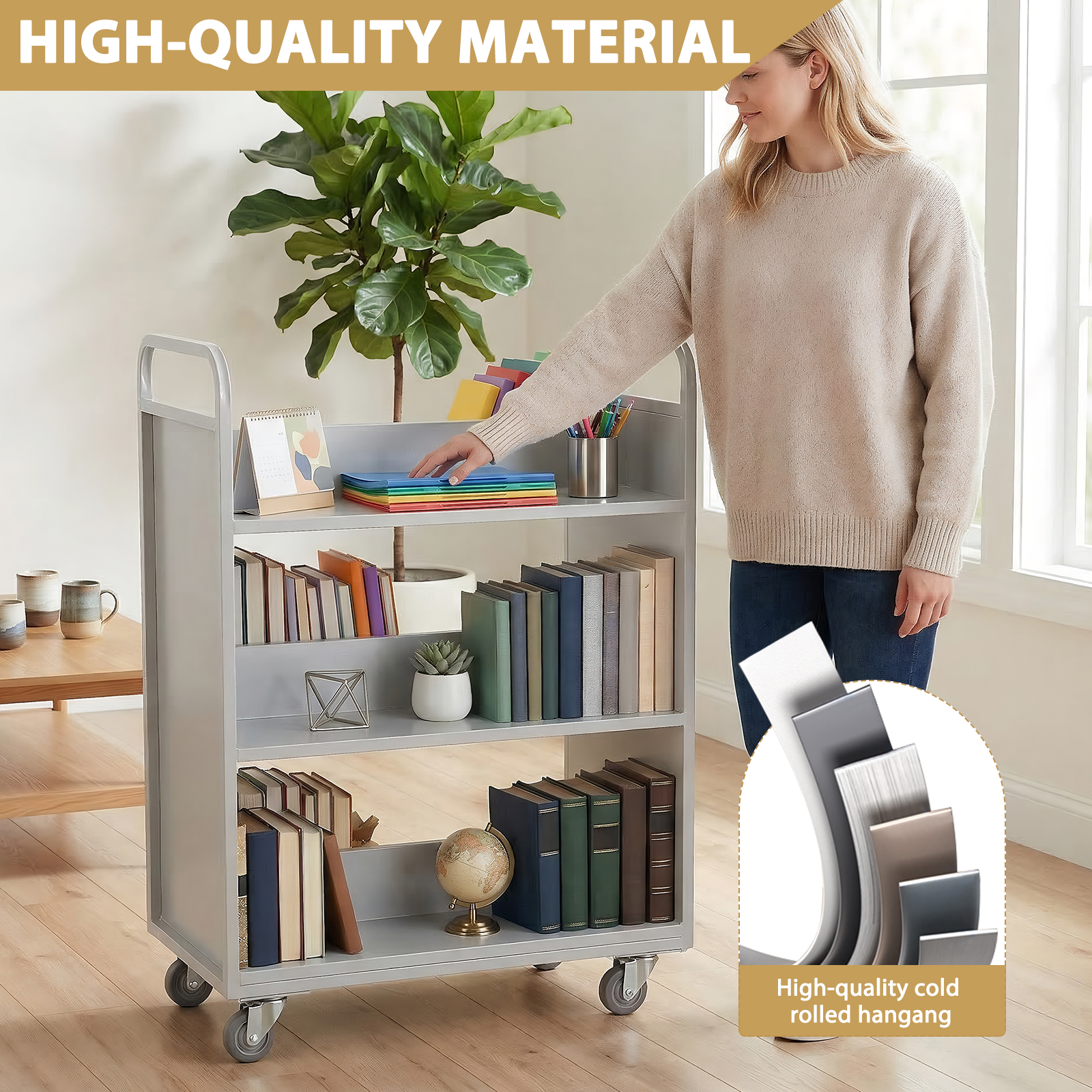 Rolling Book Cart Slanted Sing - Book Cart Rolling reseña y precio