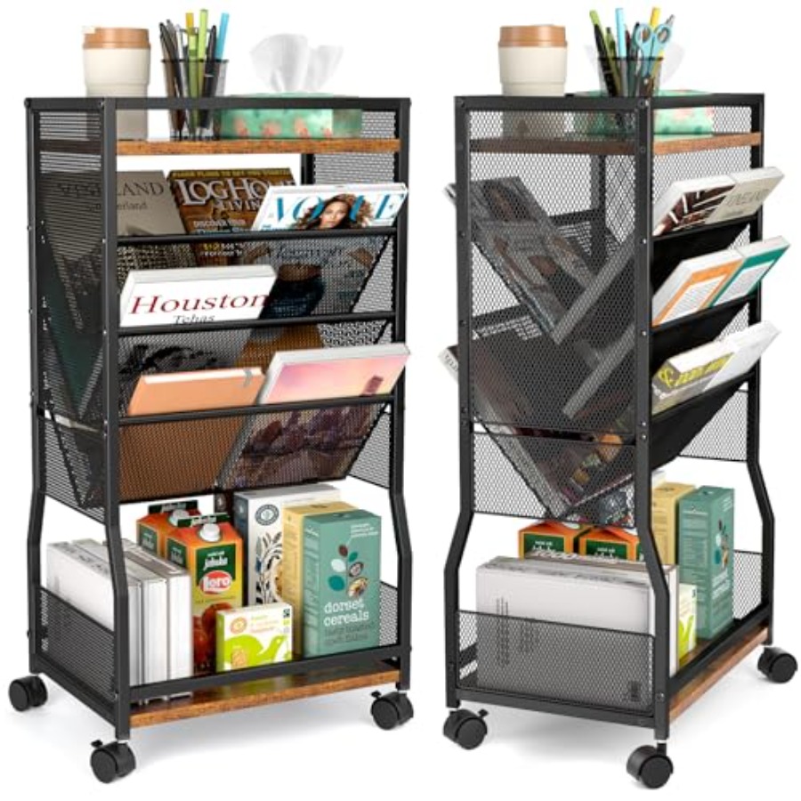8 Tier Rolling Book Cart with  - Book Cart Rolling reseña y precio