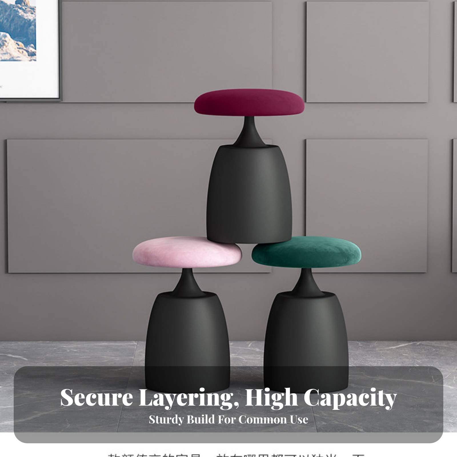 Round Upholstered Pouf Light L - Office Furniture For Home reseña y precio
