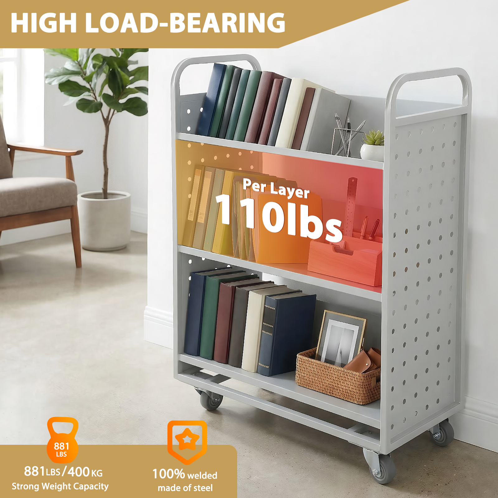 Archive Storage Cart Slanted S - Book Cart Rolling reseña y precio