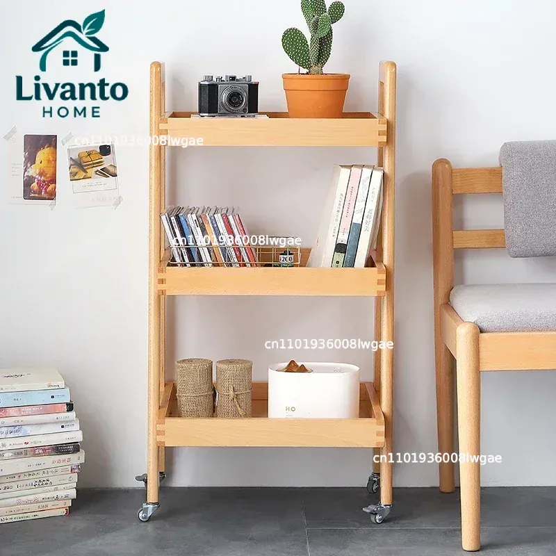 Farmhouse Solid Wood Rolling C - Book Cart Rolling reseña y precio